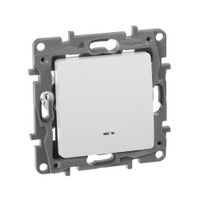 Выключатель 1-клавишный с подсветкой/индикацией 10А безвинтовое крепление белый ETIKA (IEK) 672203