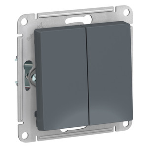 Выключатель двухклавишный ATLASDESIGN схема 5 10АХ механизм грифель (Systeme Electric) ATN000751