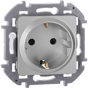 Розетка 1-местная с заземлением с защитными шторками 16А алюминий INSPIRIA (IEK) 673732