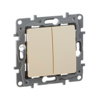 Выключатель 2-клавишный 10А безвинтовое крепление слоновая кость ETIKA (IEK) 672302