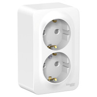 BLANCA  розетка наружная  двойная с заземлением со шторками, 16А, 250В, белый (Systeme Electric) BLNRA011201