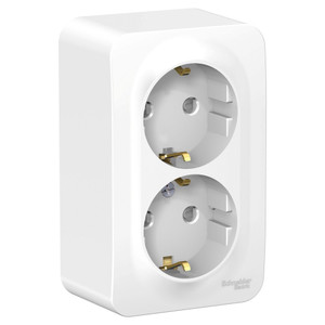 BLANCA  розетка наружная  двойная с заземлением со шторками, 16А, 250В, белый (Systeme Electric) BLNRA011201