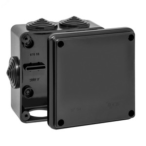 Коробка распределительная для открытой проводки, 100х100х50мм (черная) УХЛ1 (RUVinil) 67050Ч