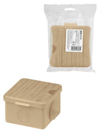 Распаячная коробка ОП 65х65х50мм, крышка, сосна, IP54, 4вх. инд. штрихкод (TDM ELECTRIC) SQ1401-0711