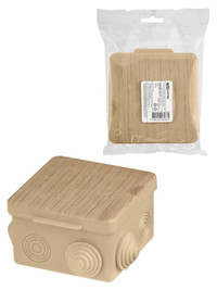 Распаячная коробка ОП 80х80х50мм, крышка, сосна, IP54, 7вх. инд. штрихкод (TDM ELECTRIC) SQ1401-0712