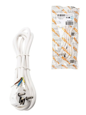 Шнур сетевой с вилкой ПВС 3x075мм 15м с/з белый TDM (TDM ELECTRIC) SQ1305-0075