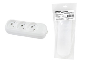 Колодка розеточная 3 гнезда 2П б/з 10А 250В белая серии Народная (TDM ELECTRIC) SQ1806-0416