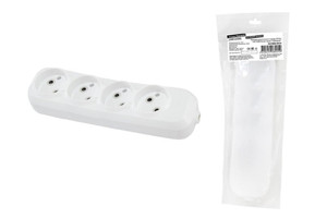 Колодка розеточная 4 гнезда 2П б/з 10А 250В белая серии Народная (TDM ELECTRIC) SQ1806-0419