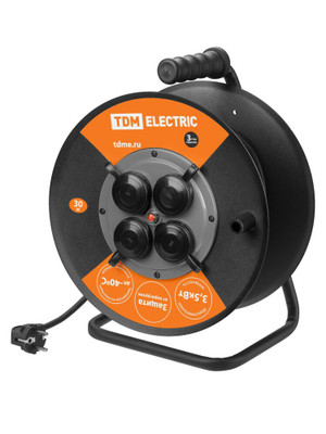 Удлинитель силовой УХз16-004 TDM (метал. катушка А3 4 места IP44/30м КГ 3х25) (TDM ELECTRIC) SQ1301-0170