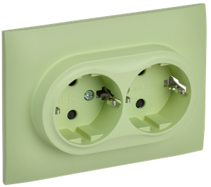 SKANDY Розетка 2-местная с заземлением с защитными шторками 16А в сборе SK-R07G мятный IEK (IEK) SK-R24-16-K06-F
