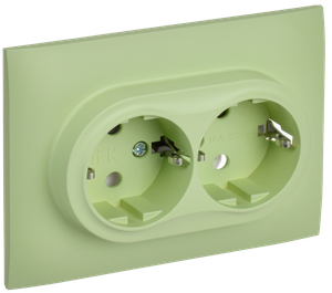 SKANDY Розетка 2-местная с заземлением без защитных шторок 16А в сборе SK-R08G мятный IEK (IEK) SK-R21-16-K06-F