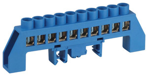 Шина NO-224-111 N ноль в комбинированном изоляторе на DIN-рейку ШНИ-8х12-10-Д-синий (ЭРА) Б0062975