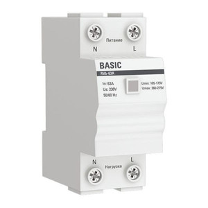 Реле напряжения (сквозное подключение) RVb-63A Basic (EKF) rvb-63a