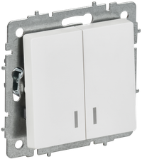 BRITE Выключатель 2-клавишный с индикацией 10А ВС10-2-1-БрАБ арктический белый IEK (IEK) BR-V20-1-10-K91