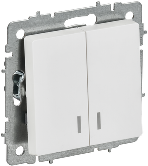 BRITE Выключатель 2-клавишный с индикацией 10А ВС10-2-1-БрАБ арктический белый IEK (IEK) BR-V20-1-10-K91