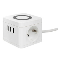 Удлинитель Куб 2 гнезда 3USB 2,4А+зарядное        устройство 1,3 метра 1мм2 (EKF) UBA-CUB-3-WC