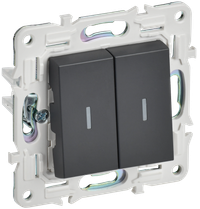SKANDY Выключатель 2-клавишный проходной с индикацией 10А SK-V10T титан IEK (IEK) SK-V22-1-10-K48