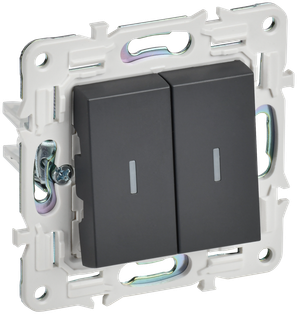 SKANDY Выключатель 2-клавишный проходной с индикацией 10А SK-V10T титан IEK (IEK) SK-V22-1-10-K48