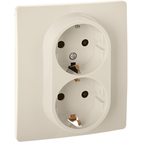 Розетка 2-местная с заземлением с защитными шторками 16А в сборе слоновая кость INSPIRIA (IEK) 673451