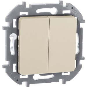 Выключатель 2-клавишный 10АХ безвинтовое крепление слоновая кость INSPIRIA (IEK) 673621