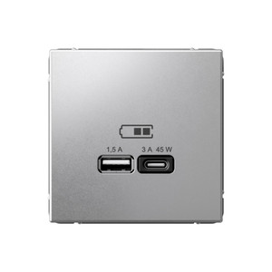 ARTGALLERY USB розетка A + тип-C 45Вт высокоскор.заряд. QC, PD, механизм, алюминий (Systeme Electric) GAL000329