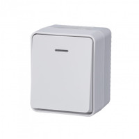 AtlasDesign Profi54 выключатель одноклавишный с подсветкой IP54 10 АХ, БЕЛЫЙ, Россия (Systeme Electric) ATN540113