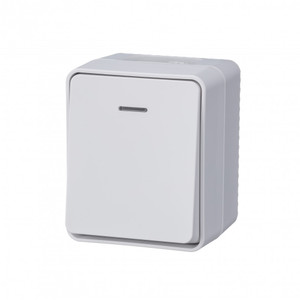 AtlasDesign Profi54 выключатель одноклавишный с подсветкой IP54 10 АХ, БЕЛЫЙ, Россия (Systeme Electric) ATN540113