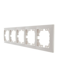 MIRA Рамка 5 постов горизонтальная белая без вставок (Lezard) 701-0200-150