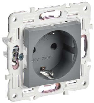 SKANDY Розетка с заземлением с защитными шторками 16А безвинтовое крепление SK-R06Gr серый IEK (IEK) SK-R14-16-1-K03