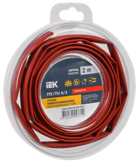 Трубка термоусадочная ТТУ нг-LS 6/3 красная (2м/упак) IEK (IEK) UDR12-006-003-002-K04-T