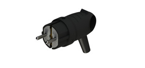 Вилка 2К+З угловая каучуковая 16А/250В IP44 Чёрная MultiSet (Systeme Electric) MST1102BK