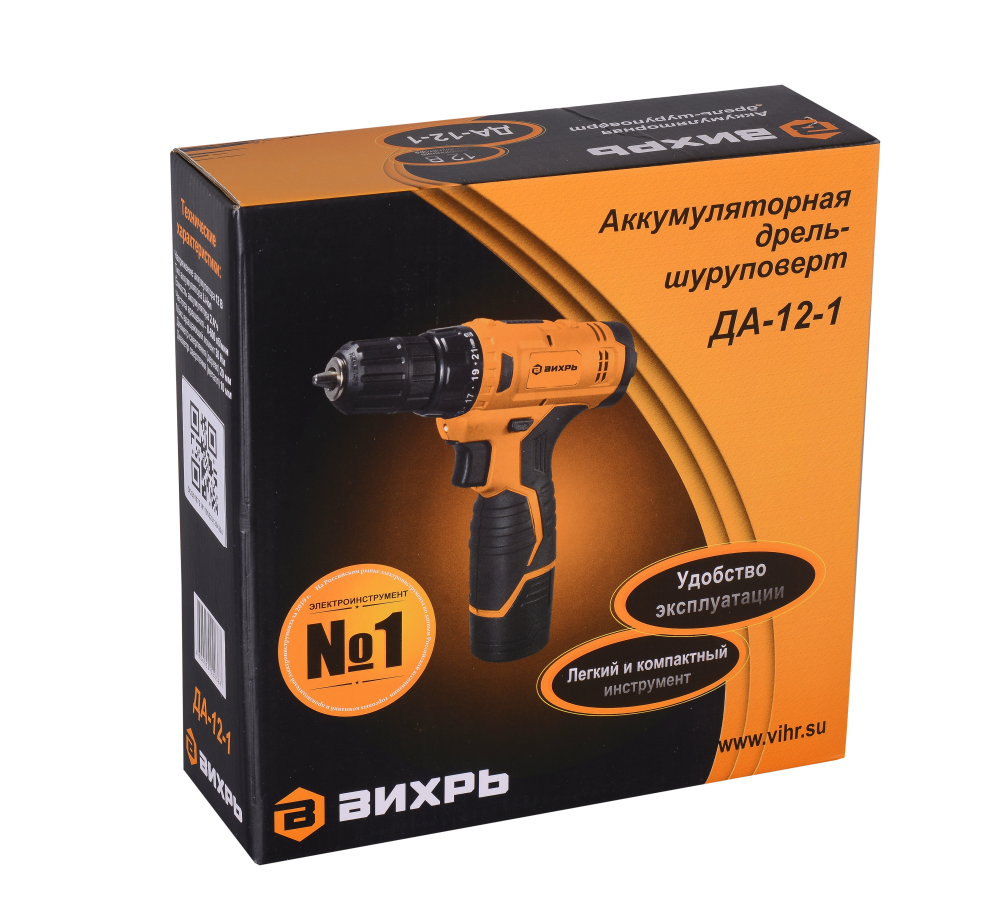 Дрель-шуруповерт аккумуляторная ДА-12-1 (1.5 А/ч) (Вихрь) 72/14/11