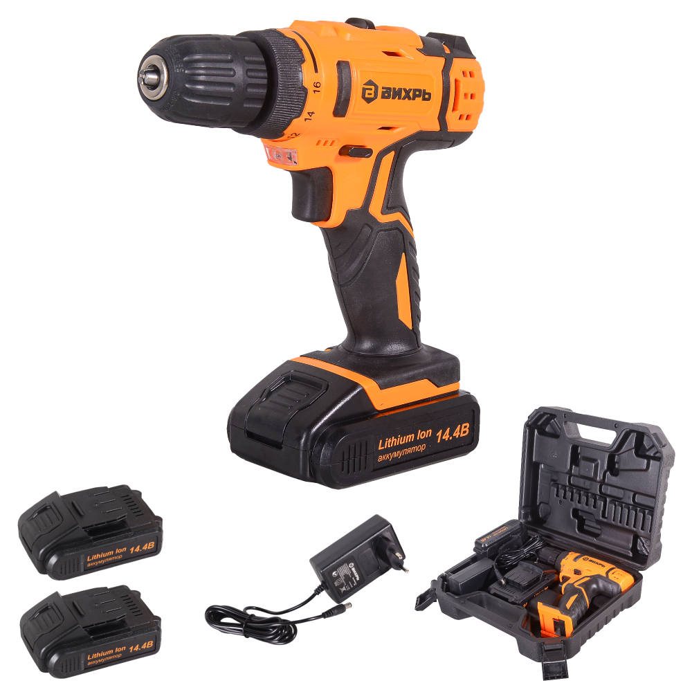 Дрель-шуруповерт аккумуляторная ДА-14Л-2KА (ДА-14Л-2K) (1.5 А/ч) (Вихрь) 72/14/20