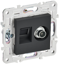 SKANDY Розетка двойная TV+RJ45 кат.5E SK-A14G графит IEK (IEK) SK-AK20-1-K53