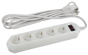 Фильтр сетевой USF-5es-1.5m-W с базовой защитой с заземлением с выключателем 5 розеток 1,5м 10А белый (ЭРА) Б0019031