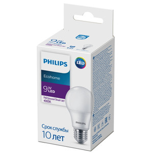 Лампа светодиодная LED A60 9 Вт 680 Лм 3000 К E27 К 220-240 В IP20 Ra 80-89 (класс 1В) EcohomeLED (PHILIPS Lightning) 929002298917