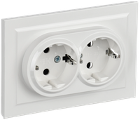 BRITE Розетка двойная с заземлением с защитными шторками 16А в сборе РСш12-3-БрБ белый (IEK) BR-R24-16-K01-F