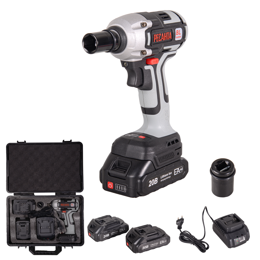 Гайковерт аккумуляторный АГ-300/20Li в кейсе (Ресанта) 75/24/3