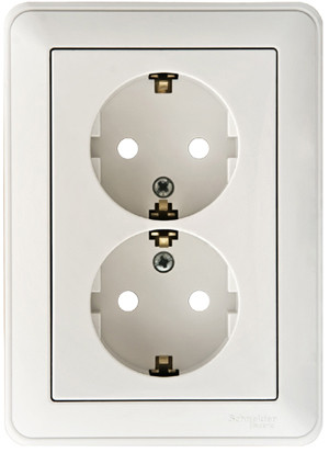 W59 Розетка двойная скрытая с заземлением 16А белая (Systeme Electric) RS16-255-18