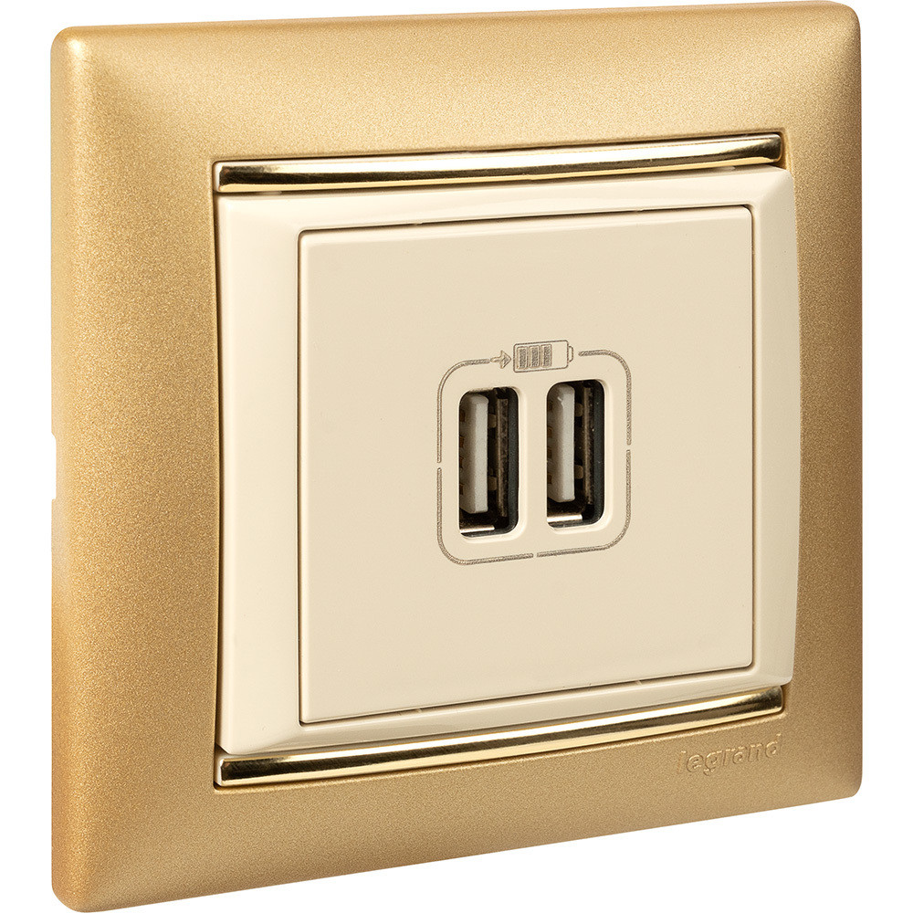VALENA Розетка двойная USB слоновая кость (Legrand/Daccord) 774170