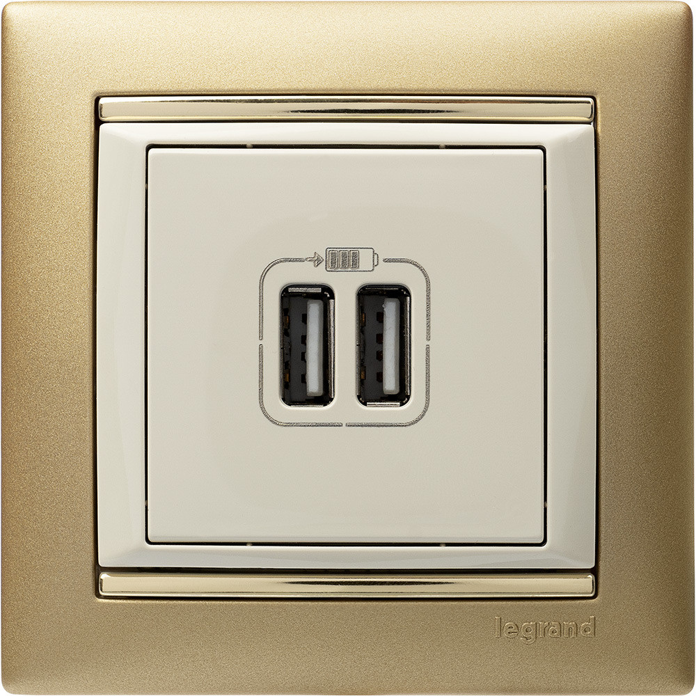 VALENA Розетка двойная USB слоновая кость (Legrand/Daccord) 774170