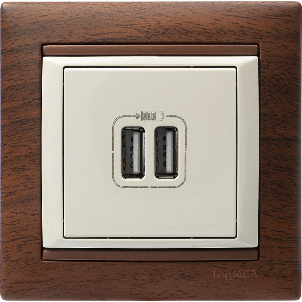 VALENA Розетка двойная USB слоновая кость (Legrand/Daccord) 774170