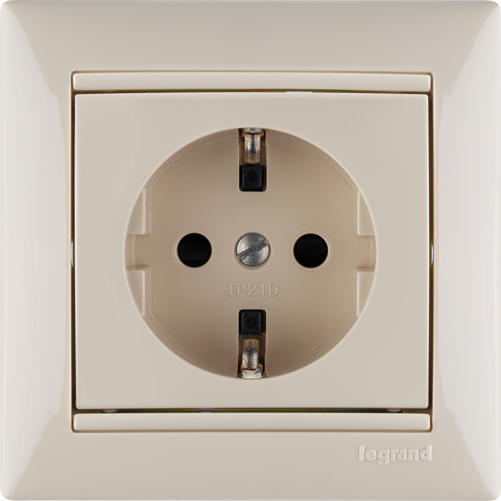 VALENA Розетка с заземлением со шторками в рамку слоновая кость (Legrand/Daccord) 774321