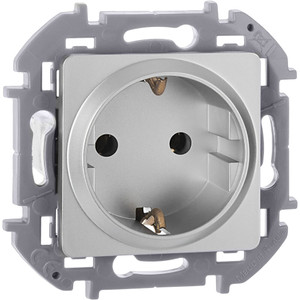Розетка 1-местная с заземлением без защитных шторок 16А алюминий INSPIRIA (IEK) 673722