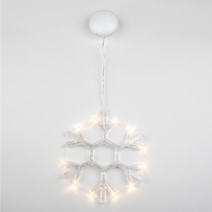 Фигура светодиодная «Снежинка» на батарейках 3AAA (не в/к) ULD-H1819-012/STA/3AAA WARM WHITE IP20 SNOWFLAKE 18х19см Подвесная 12 светодиодов Теплый белый свет  Провод прозрачный (Uniel) UL-00007251