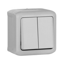 Quteo Переключатель двухклавишный наружный IP44 серый 10А (Legrand/Daccord) 782331