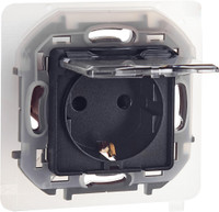 Розетка 1-местная с заземлением с защитными шторками и крышкой 16А IP44 антрацит INSPIRIA (IEK) 673743