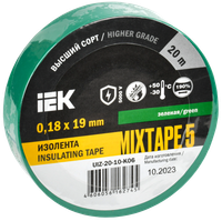 Изолента ПВХ зеленая 19мм 20м (IEK) UIZ-20-10-K06