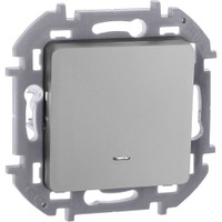 Выключатель 1-клавишный с подсветкой/индикацией 10АХ безвинтовое крепление алюминий INSPIRIA (IEK) 673612