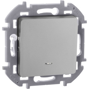 Выключатель 1-клавишный с подсветкой/индикацией 10АХ безвинтовое крепление алюминий INSPIRIA (IEK) 673612